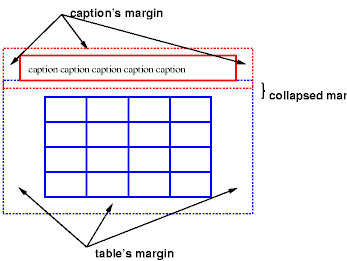 a table with a caption above it; both have margins and the margins between them are collapsed, as is normal for vertical margins.